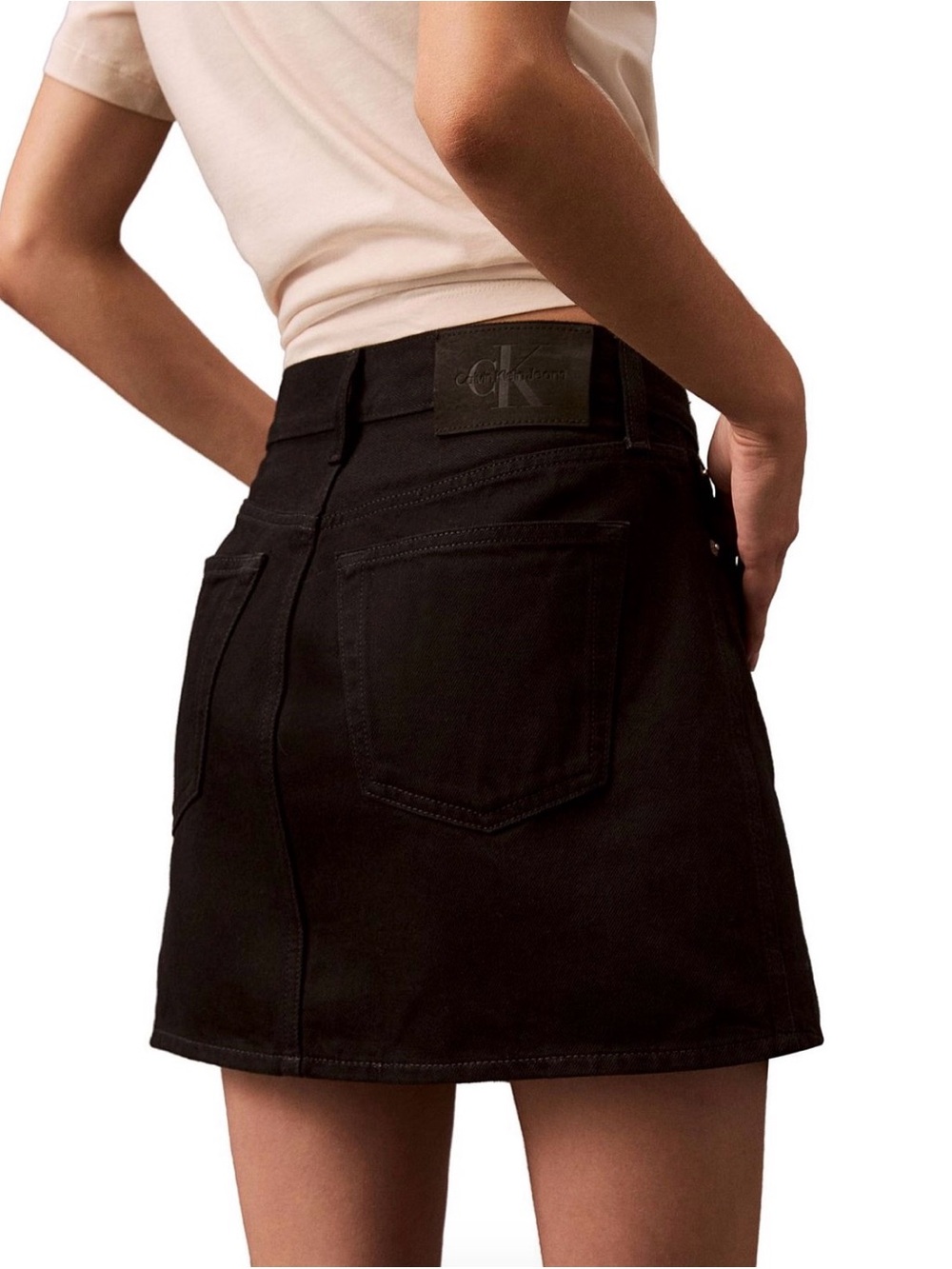Calvin Klein Jeans Hero High Rise Mini Skirt BLACK - back to school CK jeans W25